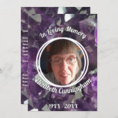Amethyst Crystal Photo Memorial Programme Kaart (Voorkant / Achterkant)