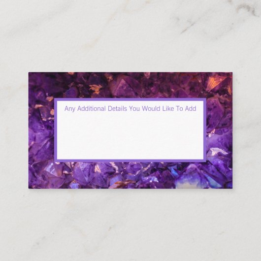 Amethyst Crystal Visitekaartje (Achterkant)