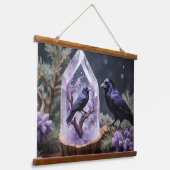 Amethyst Crystals Crows Blackbirds Hangend Wandkleed (Gebogen)