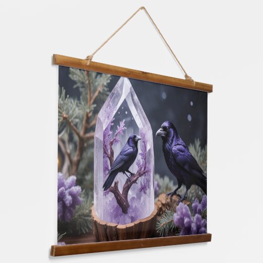 Amethyst Crystals Crows Blackbirds Hangend Wandkleed (Gebogen)