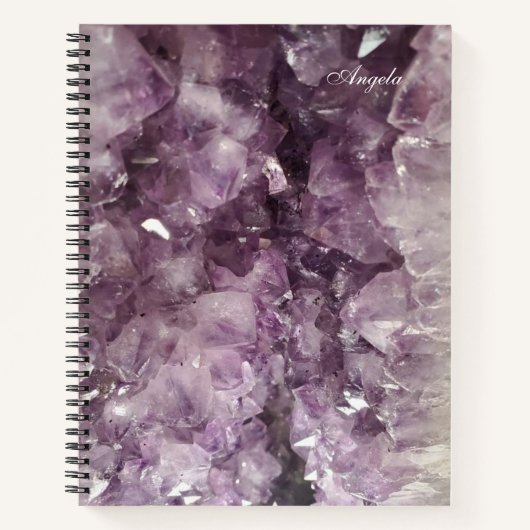Amethyst Crystals Foto met naam Notitieboek (Voorkant)