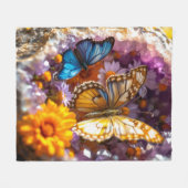 Amethyst Crystals Garden Butterfly Fleece Deken (Voorkant (Horizontaal))