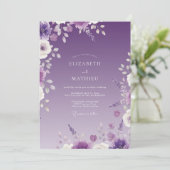 Amethyst Delicate Botanische Bruiloft Kaart (Staand voorkant)