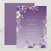 Amethyst Delicate Botanische Bruiloft Kaart (Voorkant / Achterkant)