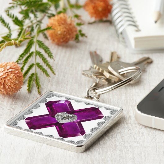 Amethyst Diamond Art, Paarse Sleutelhanger (Zijkant)