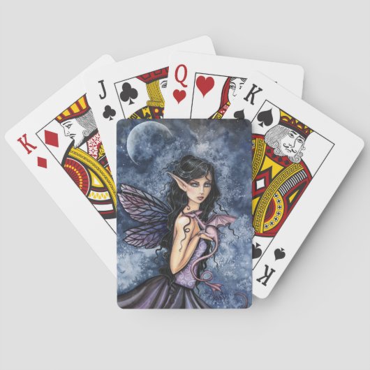 Amethyst Draak Fee Fantasie Kunst Pokerkaarten (Achterkant)