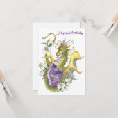 Amethyst Draak (Pisces) - Geboortekaart Kaart (Voorkant / Achterkant in situ)