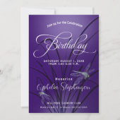 Amethyst Dragonfly Birthday Invitation Kaart (Voorkant)