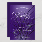 Amethyst Dragonfly Birthday Invitation Kaart (Voorkant / Achterkant)