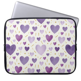 Amethyst Dream Watercolor Hearts Laptop Sleeve