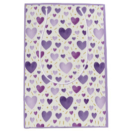 Amethyst Dreams: Watercolor Heart & Gold Sparkle Medium Cadeauzakje