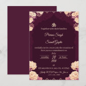 Amethyst Elegance: Floral Purple Wedding Invitatio Kaart (Voorkant / Achterkant)