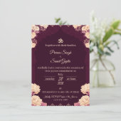 Amethyst Elegance: Floral Purple Wedding Invitatio Kaart (Staand voorkant)