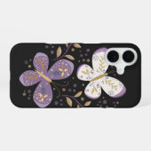 Amethyst en Gouden Vlinders iPhone 16 Hoesje (Achterkant horizontaal)
