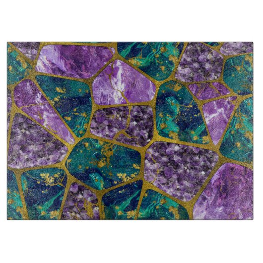 Amethyst en Green Marble Gold Snijplank (Voorkant)