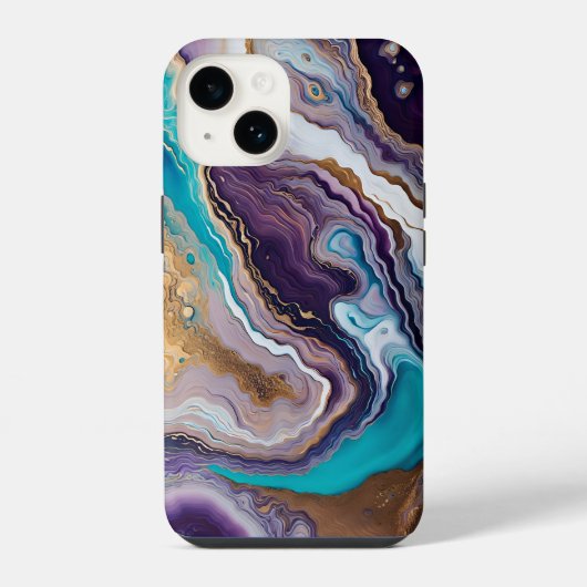 Amethyst en Turquoise Abstract iPhone Hoesje (Achterkant)