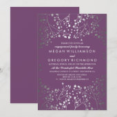 Amethyst en Zilver Baby's Breath Verlovingsfeest Kaart (Voorkant / Achterkant)