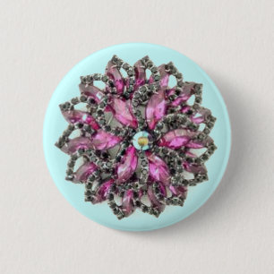 Amethyst en Zwarte Diamanten - blauwe achtergrond Ronde Button 5,7 Cm