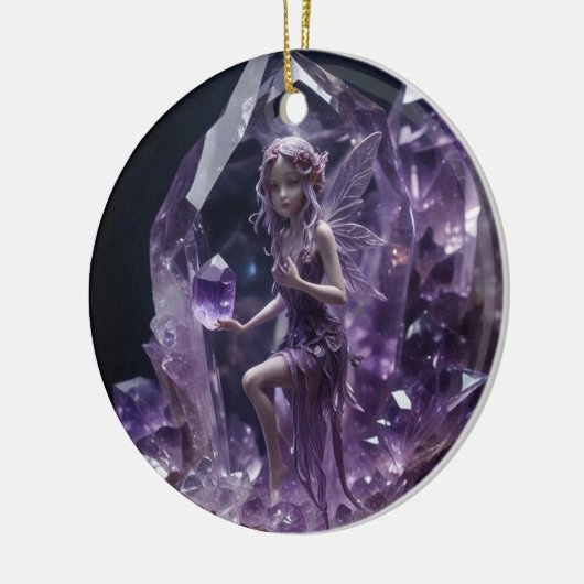 Amethyst Fairy Crystal Keramisch Ornament (Links)