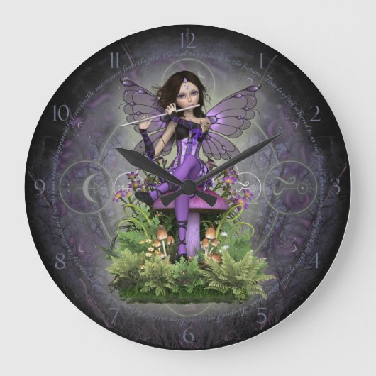 Amethyst Fairy ~ Magic Flute Grote Klok (Voorkant)