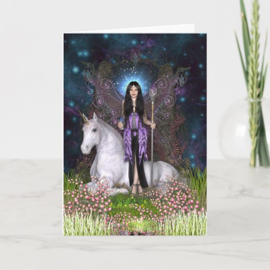 Amethyst Fairy & Unicorn Card Kaart (Voorkant)