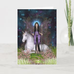 Amethyst Fairy & Unicorn Card Kaart<br><div class="desc">Amethyst Fairy and Unicorn Greetings Card. A beautiful mythical and magical Wicca Pagan themed greetings card ideal for any special main. Origineel en uniek design by N K Townsend for Magical Artz</div>