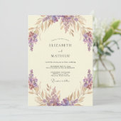 Amethyst Fantasievolle Botanische Bruiloft Kaart (Staand voorkant)