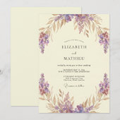 Amethyst Fantasievolle Botanische Bruiloft Kaart (Voorkant / Achterkant)