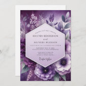 Amethyst Floral Elegance Wedding Kaart (Voorkant / Achterkant)