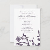 Amethyst Floral Swirls Bridal Shower Invitation Kaart (Voorkant)