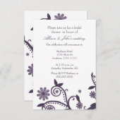 Amethyst Floral Swirls Bridal Shower Invitation Kaart (Voorkant / Achterkant)