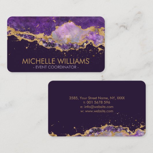 Amethyst, Fluoriet en Golden Abstract Visitekaartje (Voorkant / Achterkant)