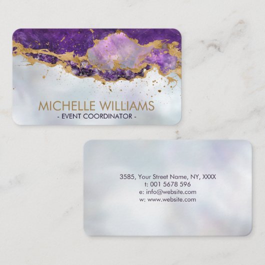 Amethyst, Fluoriet en Golden Abstract Visitekaartje (Voorkant / Achterkant)