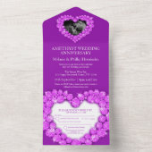 Amethyst foto op 6-jarige bruiloft paars all in one uitnodiging (Binnen)