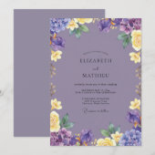 Amethyst Gele Bloem Bruiloft Kaart (Voorkant / Achterkant)