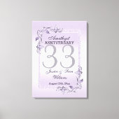 Amethyst Gem & Glitter 33rd Wedding Jubileum Canvas Afdruk (Voorkant)