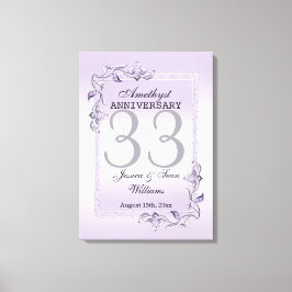 Amethyst Gem & Glitter 33rd Wedding Jubileum Canvas Afdruk