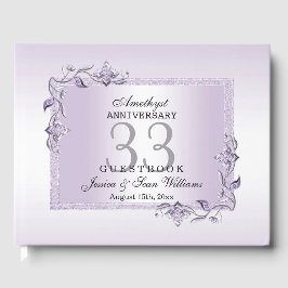 Amethyst Gem & Glitter 33rd Wedding Jubileum Gastenboek