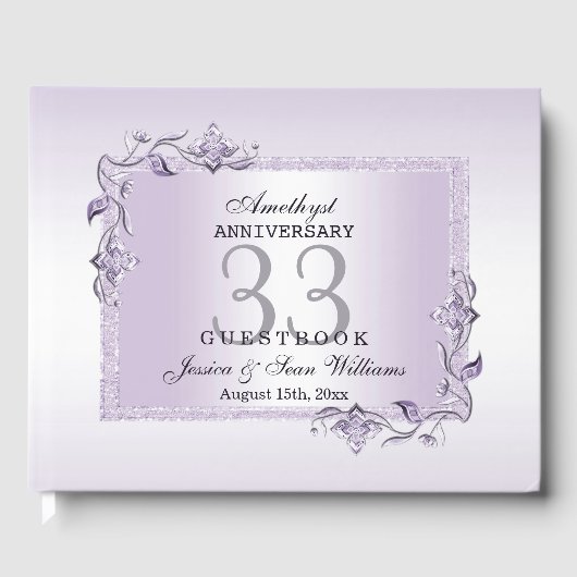 Amethyst Gem & Glitter 33rd Wedding Jubileum Gastenboek (Voorkant)