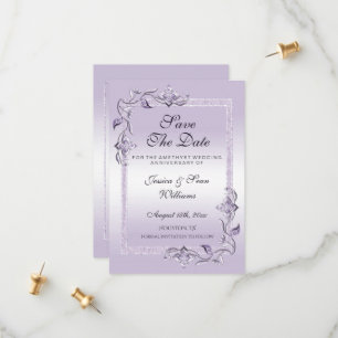 Amethyst Gem & Glitter 33rd Wedding Jubileum Save The Date