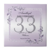 Amethyst Gem & Glitter 33rd Wedding Jubileum Tegeltje (Voorkant)