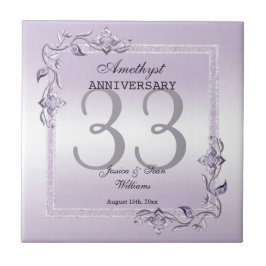 Amethyst Gem & Glitter 33rd Wedding Jubileum Tegeltje