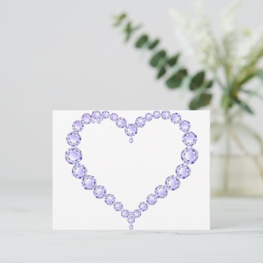 Amethyst Gem hart Briefkaart (Staand voorkant)