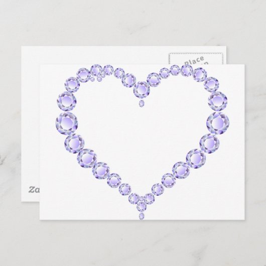 Amethyst Gem hart Briefkaart (Voorkant / Achterkant)