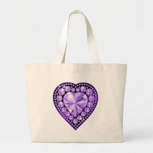 Amethyst Gem hart Grote Tote Bag