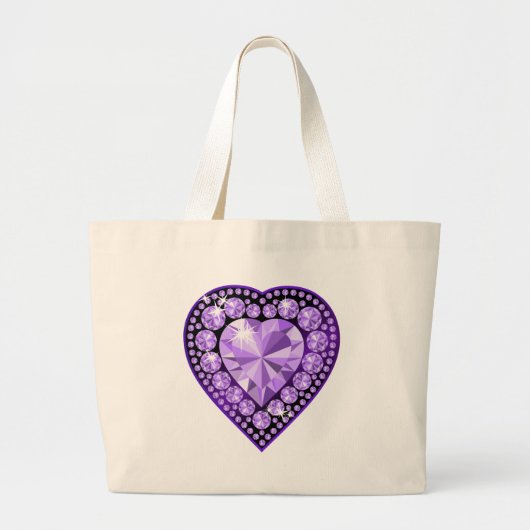 Amethyst Gem hart Grote Tote Bag (Voorkant)