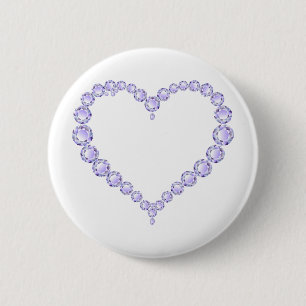 Amethyst Gem hart Ronde Button 5,7 Cm