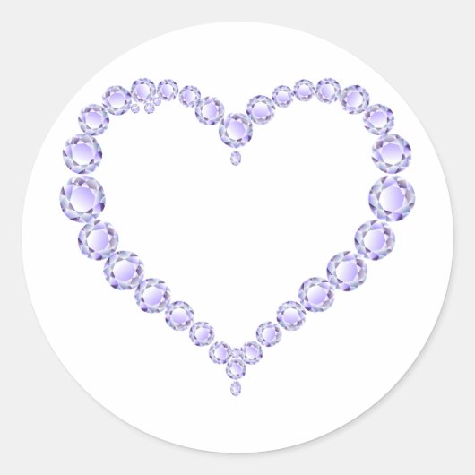 Amethyst Gem hart Ronde Sticker (Voorkant)