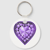 Amethyst Gem hart Sleutelhanger (Voorkant)