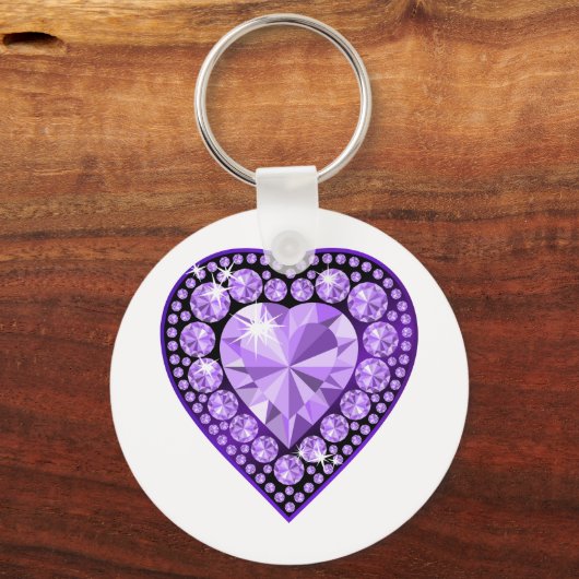 Amethyst Gem hart Sleutelhanger (Voorkant)